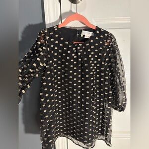 NWT Zara Girl's Sz 3-4 Black/Gold Embellished Chiffon Party Holiday Dress